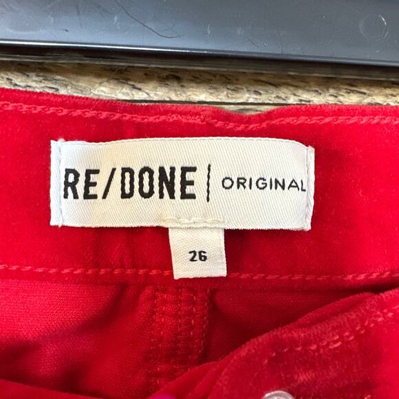 RE/DONE High Rise Ankle Crop Pants in Red Velvet Size 26 NWT - Picture 6 of 9